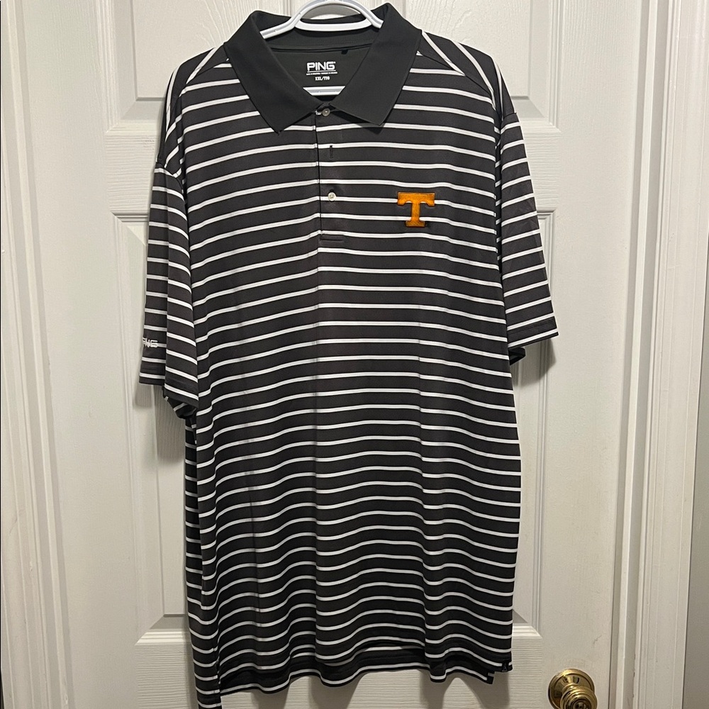 Ping Men's Black and White Striped Polo
